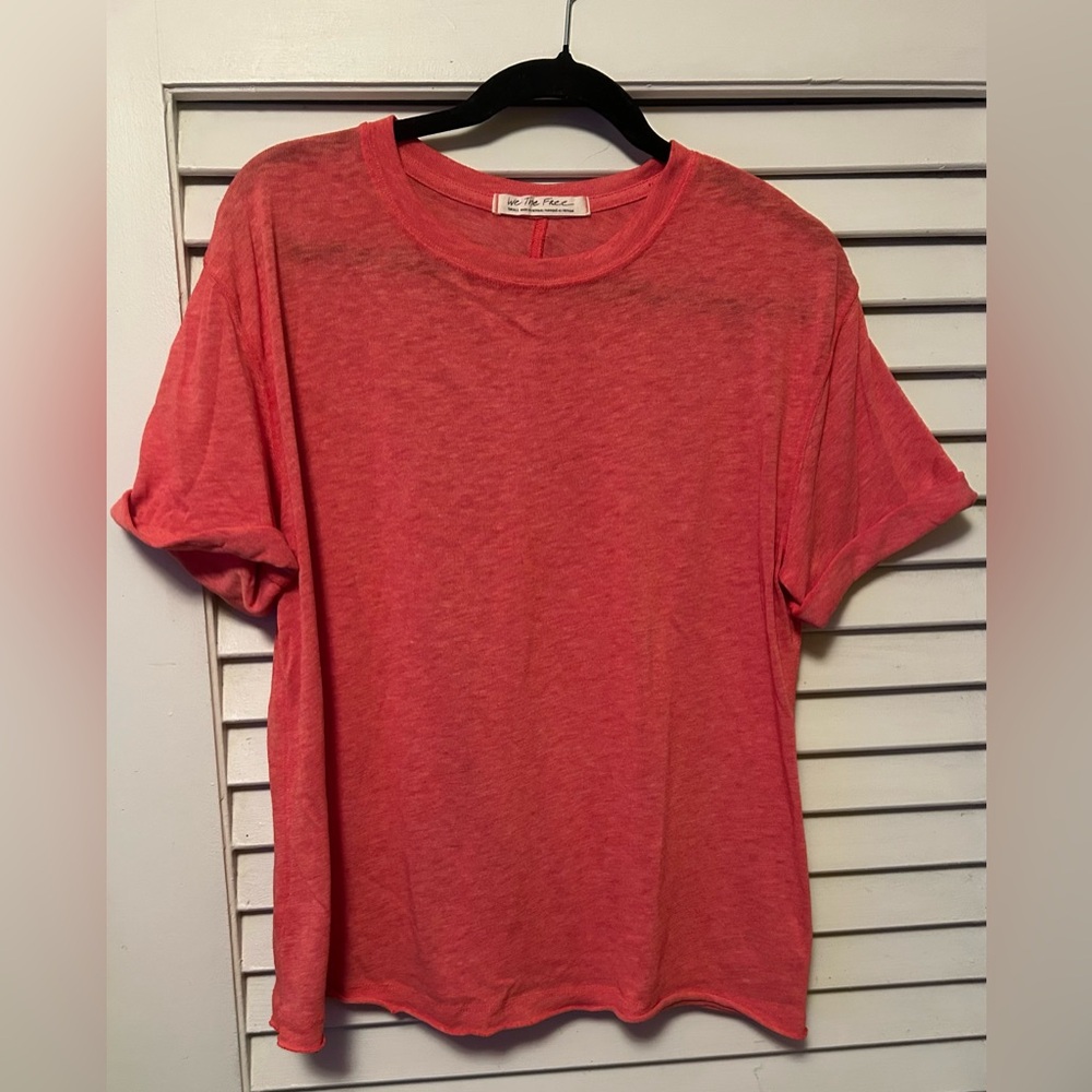 Free People We The Free Soft Tee XS | Coral Oversized T-Shirt | Casual Boho Basi